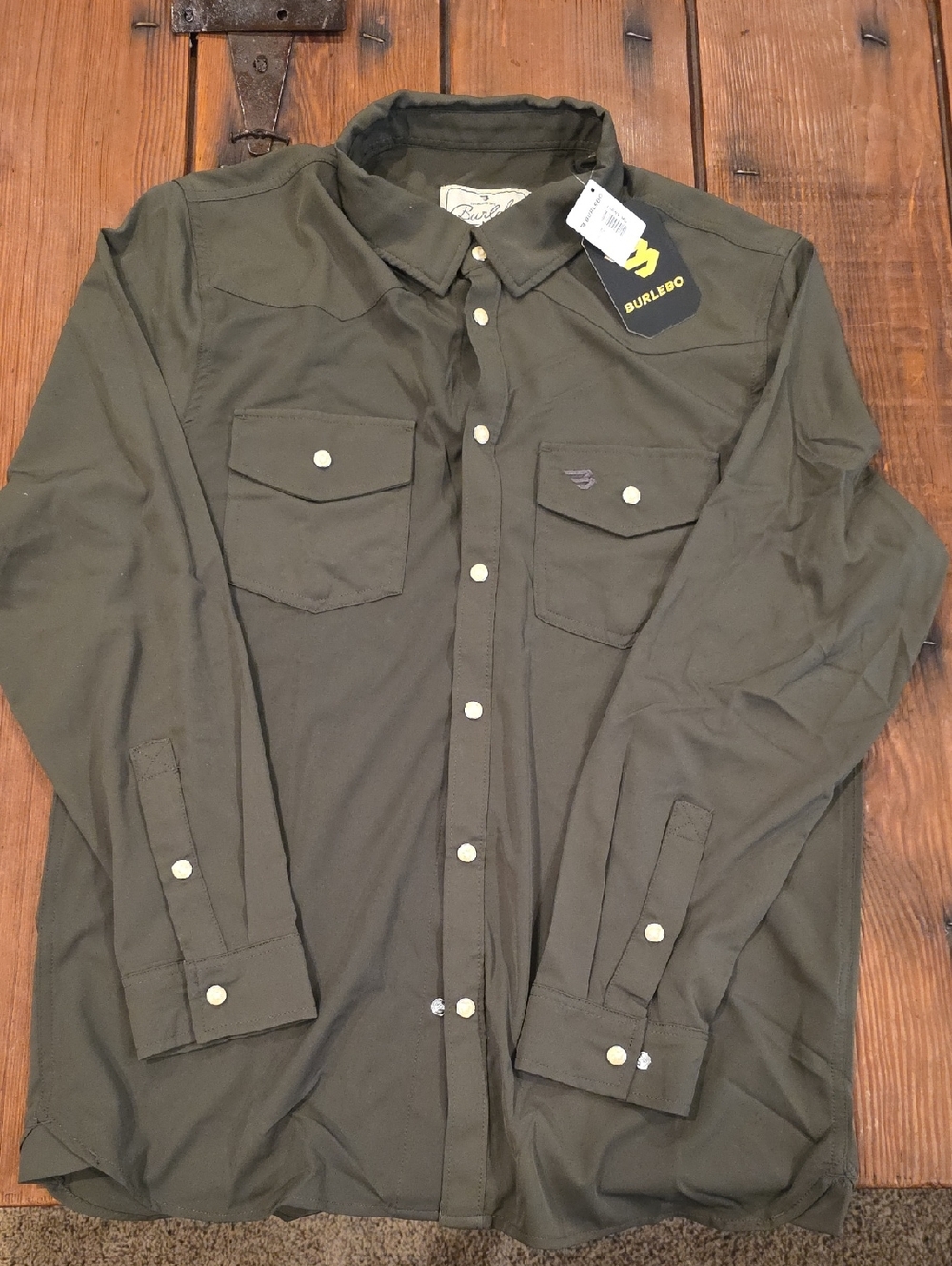 BURLEBO Olive Green Western Snap Shirt